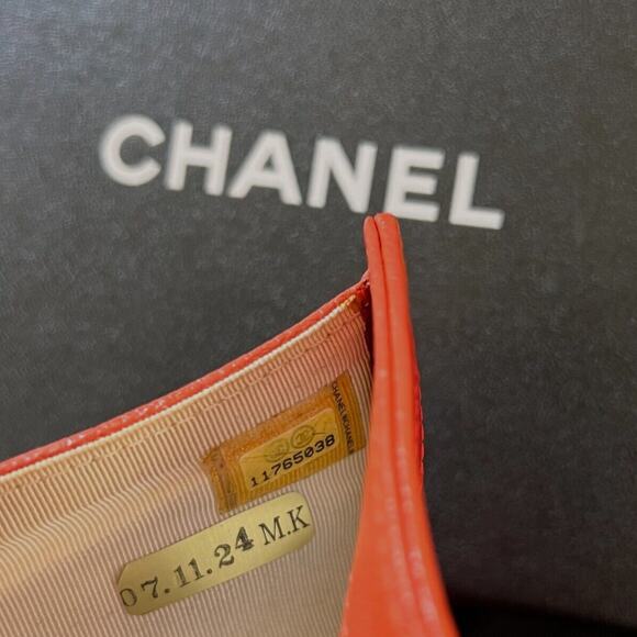RARE Authentic CHANEL Wallet Red Orange Leather Bicolore CC W/Box - Picture 10 of 11
